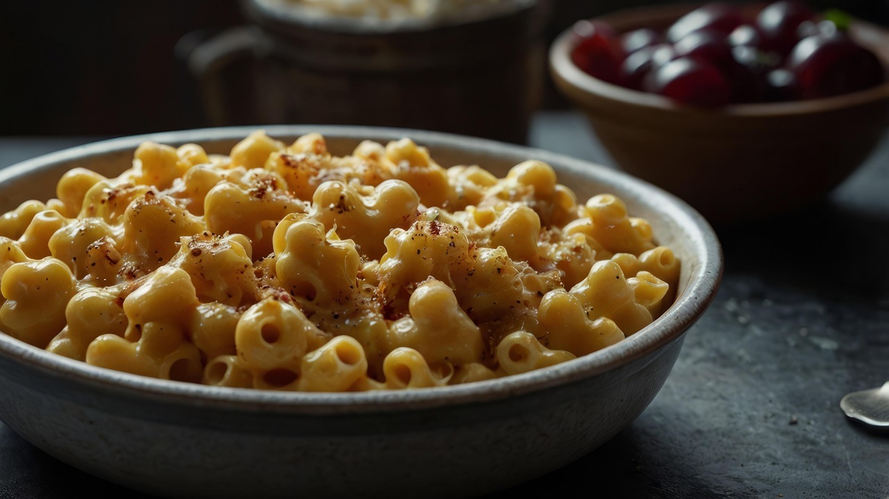 ai generated, macaroni and cheese, macaroni, cheese, food, delicious, cuisine, culinary, appetizing, meal, dining, savory, creamy, comfort food, vibrant, detailed, background, wallpaper