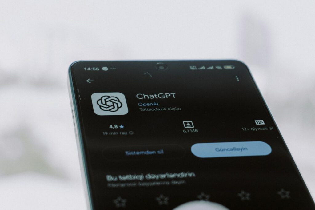 The image shows the chatgpt app on a phone.