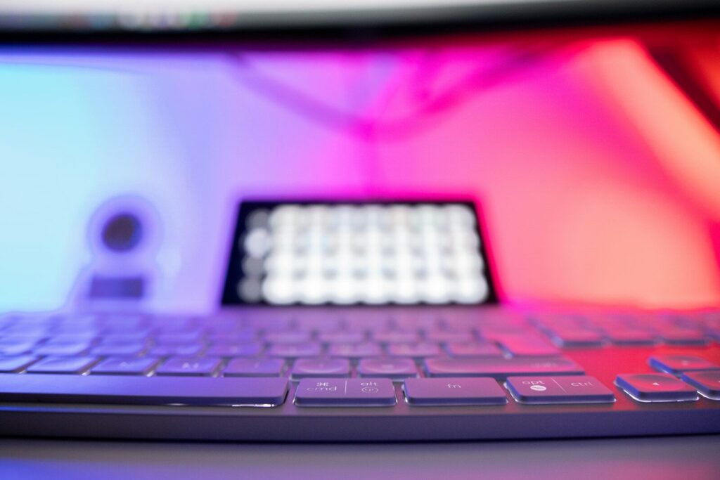 a close up of a keyboard with a blurry background