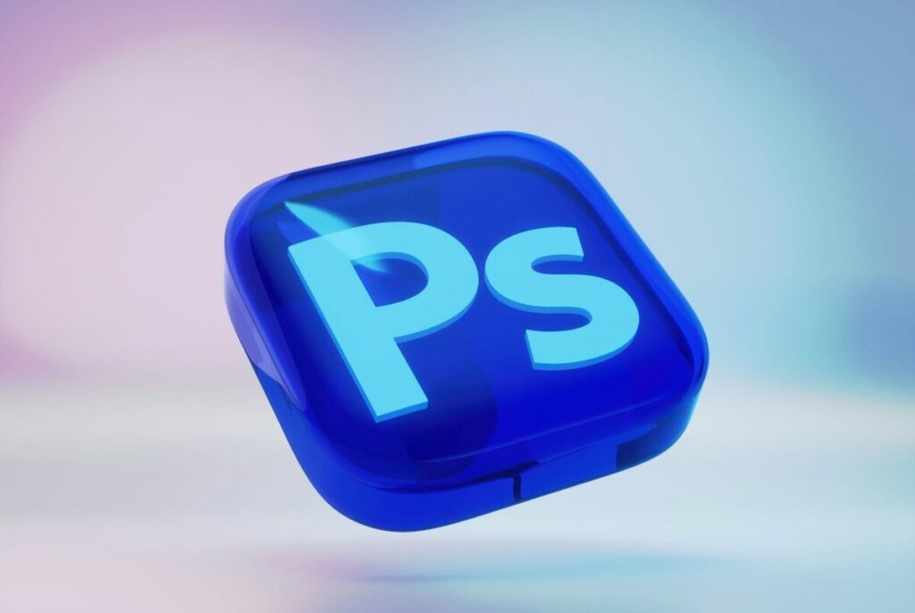 A blue square button with the letter p on it